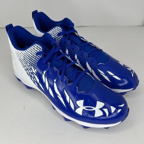 Under Armour Mens Blue White Spotlight Franchise RM Size 10.5 Football Cleats main image 7